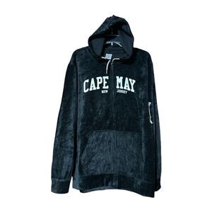 Cape May New Jersey Marissa Rose Black Full Zip Velvet Jacket Size XL New